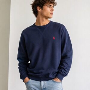 U.S. Polo Assn Sweatshirt Mens XL Navy Blue Cotton Blend Preppy Pony Logo